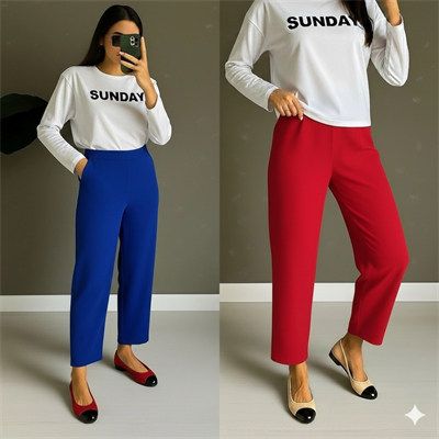 Kadın Yüksek Bel Krep Pantolon