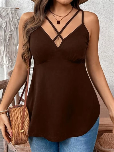 Kadın önden çapraz Askılı Uzun Vıskon Bluz