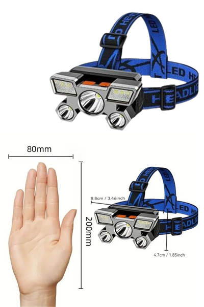 Kafa Lambası 800 Lümen 4 Mod Yüksek Işık Flaşörlü Şarjlı Led Lamba