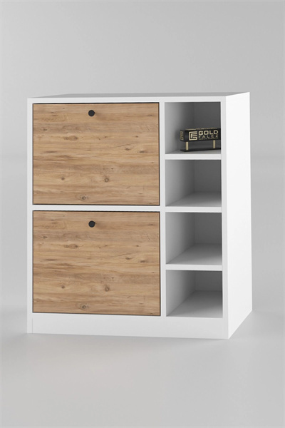 Kahve Köşesi Mutfak Rafı Çok Amaçlı Dolap Mutfak Stand Mutfak Bango Beyaz Ceviz