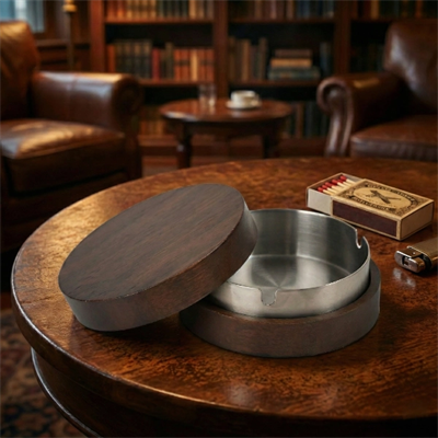 Kahverengi Bambu Kapaklı Küllük