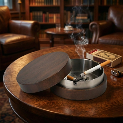 Kahverengi Bambu Kapaklı Küllük