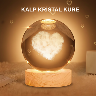 Kalpli Işıklı Cam Küre Ahşap Standlı Dekoratif Gece Lambası