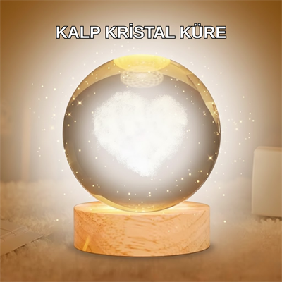 Kalpli LED Işıklı Cam Küre Büyük Boy Kristal Tasarım