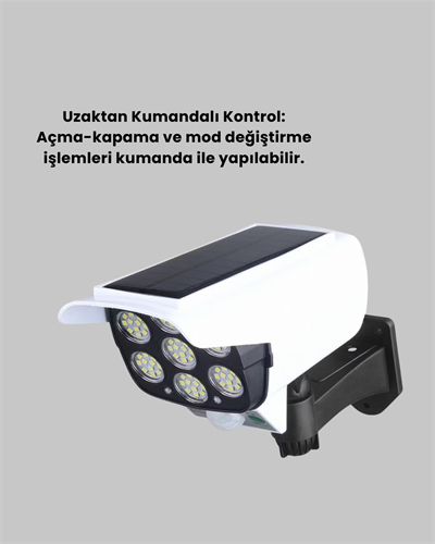 Kamera Görünümlü Solar LED Lamba Hareket Sensörlü Uzaktan Kumandalı Bahçe Duvar Aydınlatması