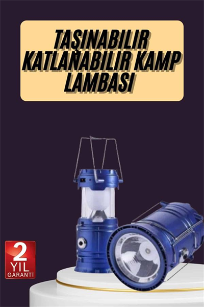 Kamp Feneri Şarj Edilebilir Güneş Enerjili Işıldak USB Şarjlı
