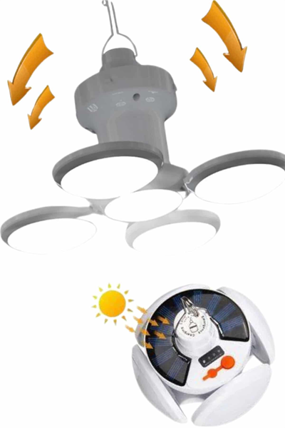 Kamp Lambası Güneş Enerjili Solar 5 Kanatlı Katlanır Lamba Karavan
