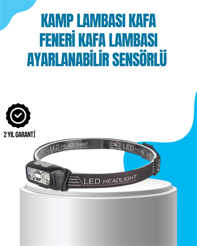 Kamp Lambası Kafa Feneri Kafa Lambası Ayarlanabilir Sensörlü Şarjlı