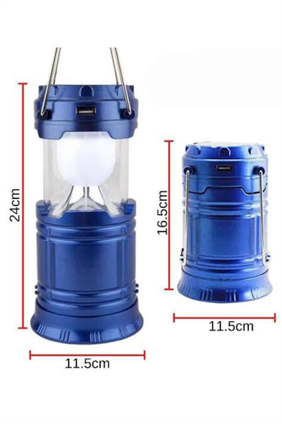 Kamp Lambası Solar Şarjlı Kızaklı Kamp Feneri Led Lamba Işıldak