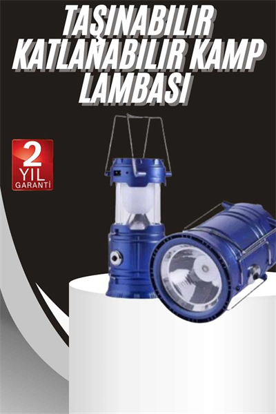 Kamp Lambası Solar Şarjlı Kızaklı Kamp Feneri Led Lamba Işıldak
