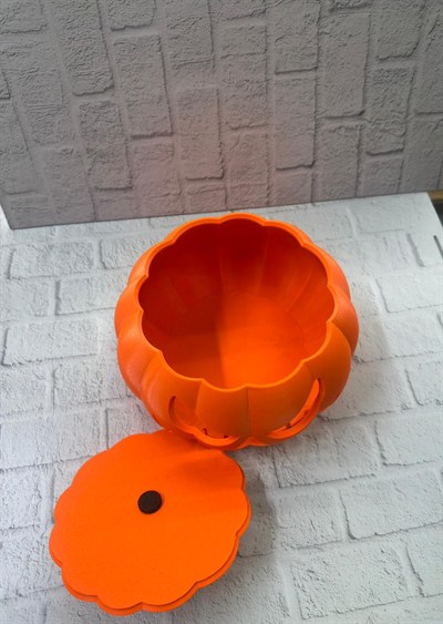 Kapaklı Balkabağı Dekor Kutusu 21×15 cm Halloween Temalı Saklama