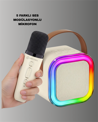 Karaoke Mikrofon Hoparlör Seti 6 Saat Kullanım Süresi