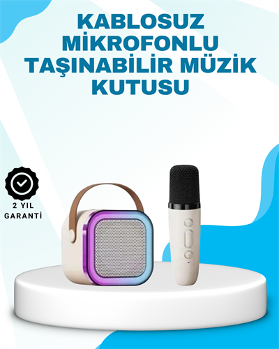 Karaoke Mikrofon Hoparlör Seti Bluetooth Kablosuz Taşınabilir