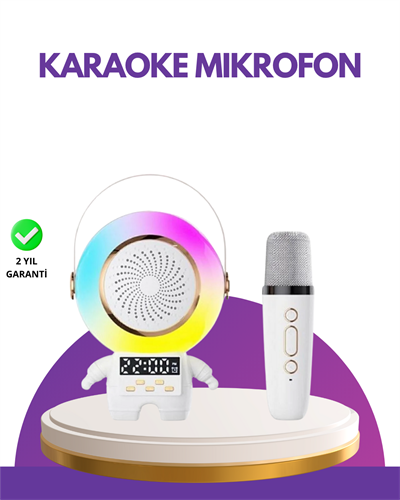 Karaoke Özellikli Astronot Bluetooth Hoparlör Kablosuz Mikrofonlu