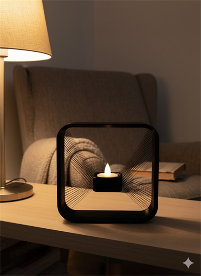 Kare Askılı Mumluk Duvara Asılan Şık Dekoratif Mumluk 16×16 cm