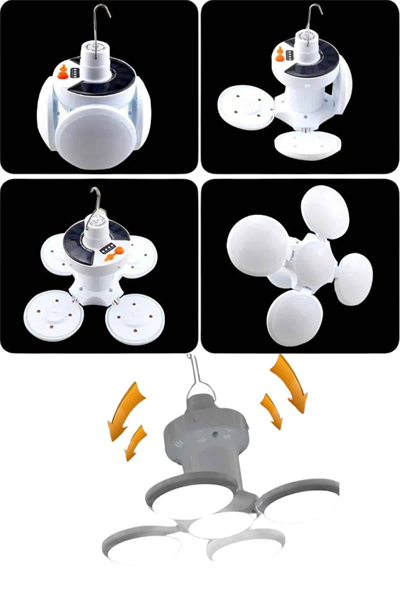 Katlanabilir Askılı Kamp Lambası 5 Kanatlı Pratik Güneş Enerjili