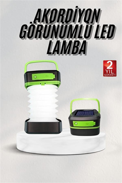 Katlanabilir Kamp Lambası Akordiyon Lamba Şarjlı 3 Kademeli Solar