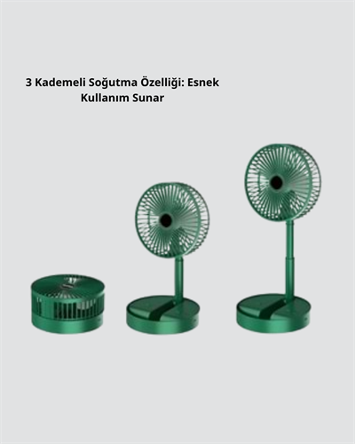 Katlanabilir Mini Fan – 3 Kademeli Soğutma, Şarjlı