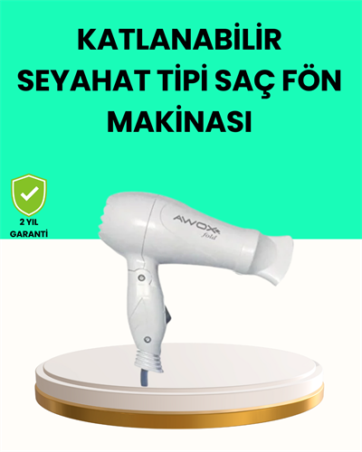 Katlanabilir Seyahat Tipi Saç Kurutma Makinesi Çift Kademeli Ayar