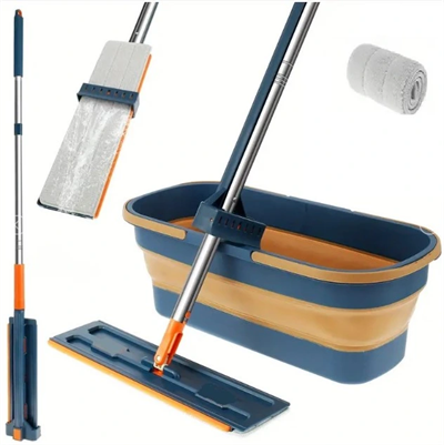 Katlanabilir Temizlik Mopu ve Tekerlekli Kova Seti