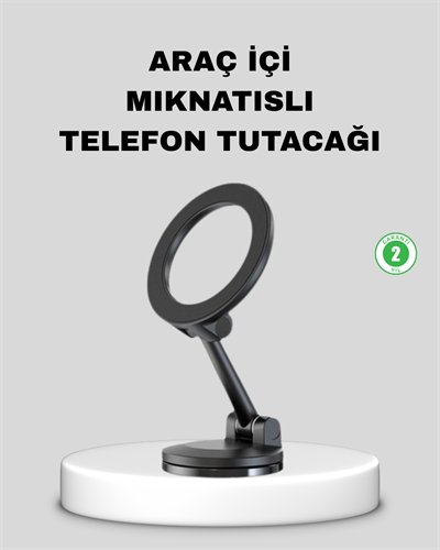 Katlanır Manyetik Araç İçi Telefon Tutucu – 360° Dönebilen, MagSafe Uyumlu, Güçlü Mıknatıslı Tasarım