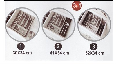 Kayar Kaşıklık Organizeri - 3 Aşamalı Sürgülü - Sağ Sol Açılır