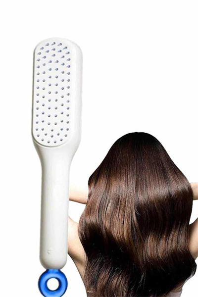 Kendi Kendini Temizleyen Otomatik Tuşlu Saç Tarağı Dolaşık Açıcı Masaj Fırçası Silikon Fırça
