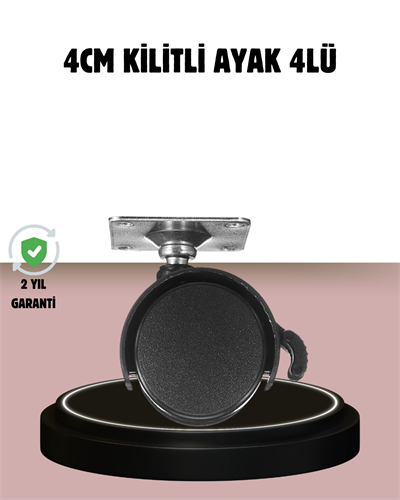 Kilitli 4 cm Tekerlek Ayak 4’lü Set Zemin Koruyucu