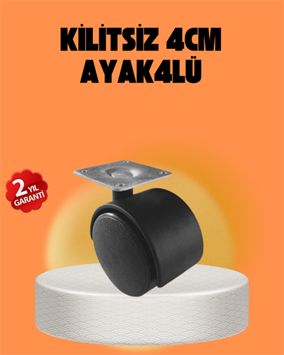 Kilitsiz 4 cm Tekerlek Ayak 4’lü Set Sessiz ve Dayanıklı