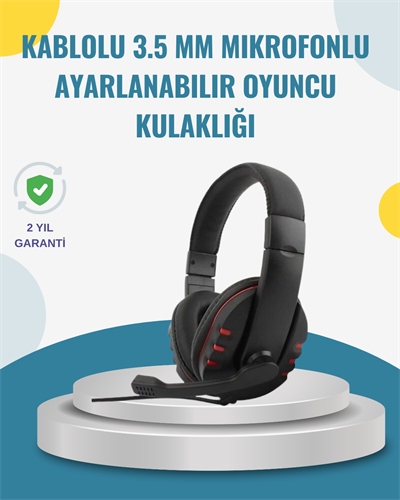 Kırmızı  Kulaklık Stereo Mikrofonlu Dayanıklı Örgü Kablolu