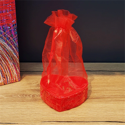 Kırmızı Kalpli Tül Kese