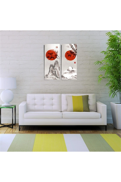 Kırmızı Longji Iki Parça Canvas Tablo (30x70)