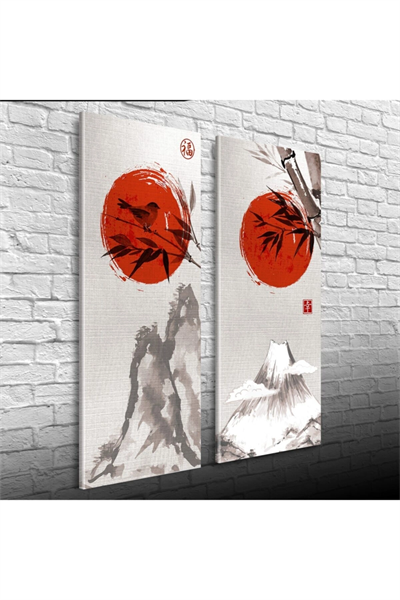 Kırmızı Longji Iki Parça Canvas Tablo (30x70)