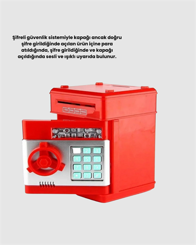 Kırmızı Şifreli ATM Kasa Para Yutan Kumbara