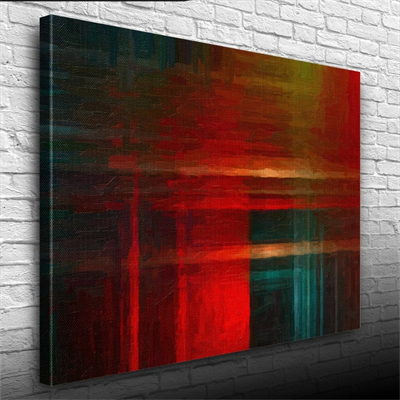 Kırmızı ve Lacivert Soyut Çalışma Kanvas Tablo 50 x 70