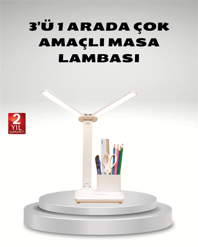 Kısılabilir LED Masa Lambası – Kalemlik ve Telefon Standlı, Göz Yormayan Işık