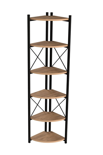 Kitaplık Çiçeklik 6 Raflı Ceviz Çok Amaçlı Stand Altı Bölmeli 160*30*43