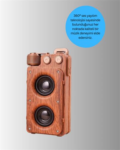 Klasik Görünümlü Bluetooth Hoparlör 360 Derece Stereo ve FM Radyo