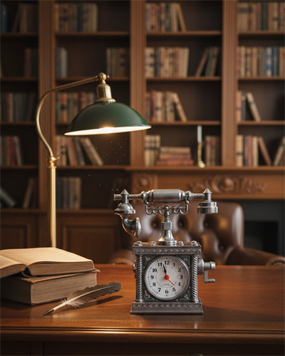 Klasik Telefon Görünümlü Masaüstü Saat ve Alarm