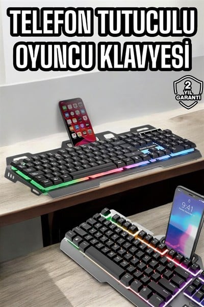 Klavyesi Q Klavye RGB Işıklı Mouse Hediyeli