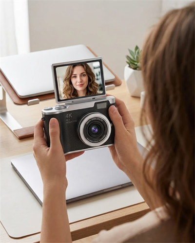 Kompakt 4K Dijital Kamera 48 MP Sensör 8X Zoom Flip Ekran Vlog ve Selfie Uyumlu