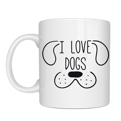 Köpek Severlere Özel “I Love Dogs” Kupa MODEL 182– Sevimli Köpek Tasarımlı Porselen Kahve Kupası – Hediyelik Kupa