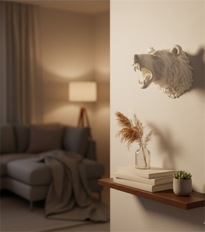 Krem Ayı Figürü Duvar Süsü Asılabilir Hediyelik Dekoratif 25x19 cm