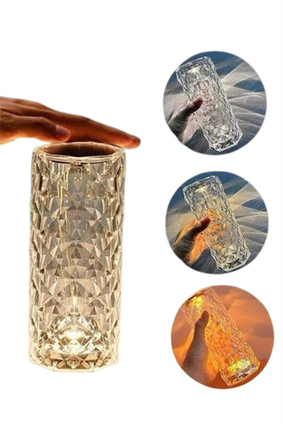 Kristal Lamba Masa Lambası Şarjlı Masa Lambası Dokunmatik Sensör Usb Şarjlı