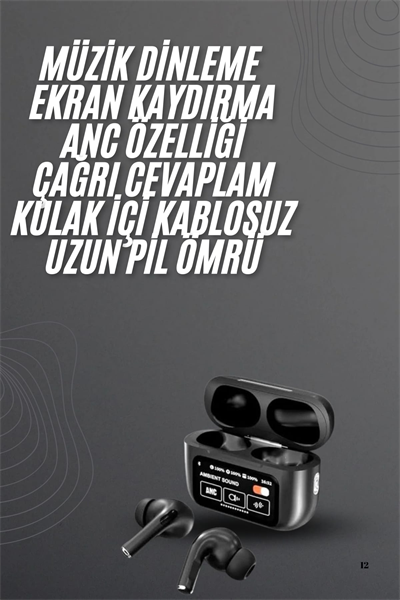 Kulak İçi Bluetooth Kulaklık Ekranlı Müzik Dinleme Çağrı Cevaplama Siyah