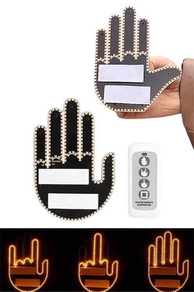Kumandalı El Led Araba İçi 4 Farklı Mod El Orta Parmak Led