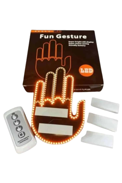 Kumandalı El Led Araba İçi 4 Farklı Mod El Orta Parmak Led