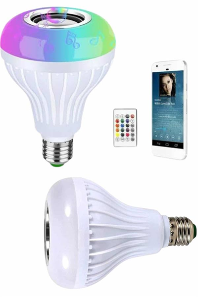 Kumandalı RGB Led Işık Bluetooth Hoparlör Ses Lambası Renkli Ampul
