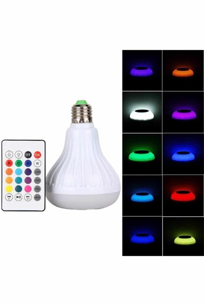 Kumandalı RGB Led Işık Bluetooth Hoparlör Ses Lambası Renkli Ampul