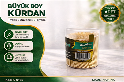 Kürdan Büyük Boy Ahşap Kürdan Hijyenik Paket Tek Kullanımlık Dayanıklı Kürdan Seti 1 Adet